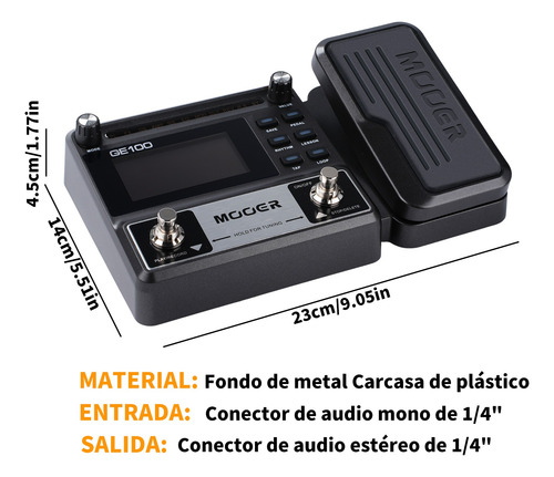 Pedal De Efecto Mooer Ge Mooe100 Multi Efeitos Ge100 Negro