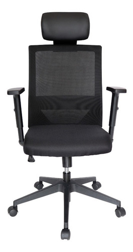 Silla De Escritorio Ejecutiva Con Cabecera Tapizado Mesh Color Negro Material Del Tapizado Malla