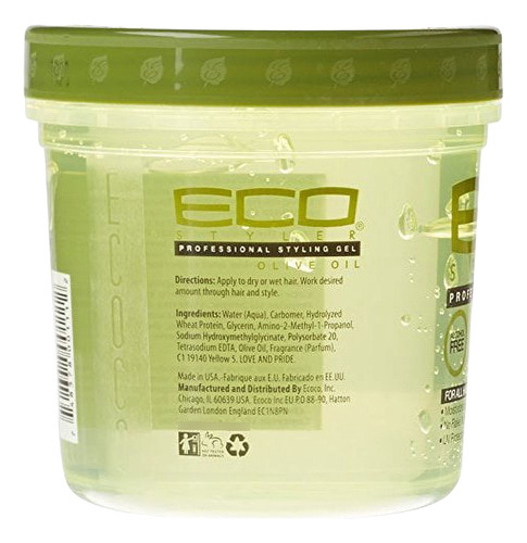 Eco Style Professional Olive Oil Styling Gel - 16 Fl Oz