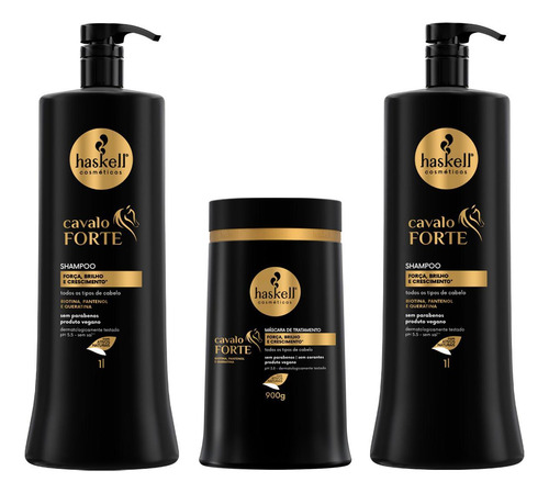Kit Shampoo Condicionador 1l Máscara Haskell Cavalo Forte