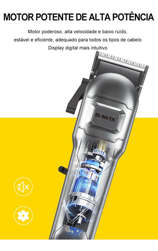 Maquina Cortar Cabelo Acabamento Aço Inoxidável Profissional