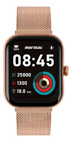 Relógio Mormaii Smartwatch Rose Digital Molifeuap/7j Correia Rosa Bisel Rosa Fundo Preto