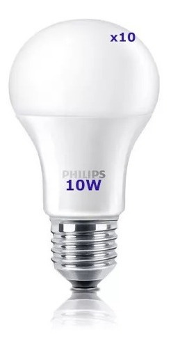 Lámparas Foco Led  10w=65w Eco Home Philips - Pack X 10u.