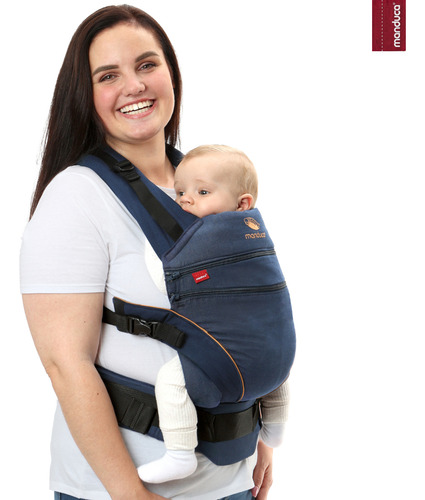 Manduca Xt Cangurera Ergonómica Para Bebé Denim Line Color Azul 3.5 a 20 Kg Algodón Orgánico Y Tintes Naturales