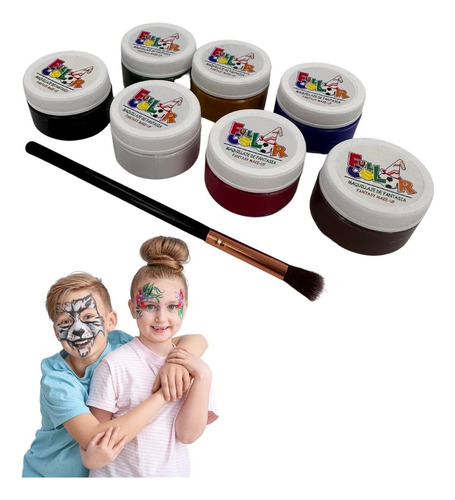 Imagen 3 de 7 de Pack 7 Pinturas De Cuerpo Y Cara Full Color Para Fiestas