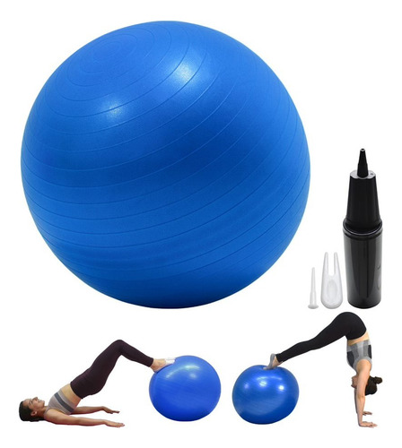 Pelota Pilates Fitness Yoga 60 Cm + Bomba Manual Color Rosa
