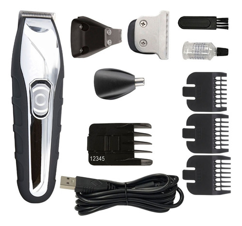 Desvelladora Cortadora Pelo 4 En 1 Barbasol Usb Barba Nariz Color Negro