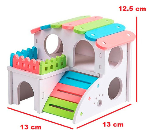 Casa De 2 Pisos Armable Colores Para Hámster Jerbo Ratón