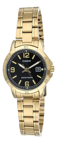 Casio Ltp-v004g-1b Reloj De Vestir Con Fecha Y Esfera Negra 