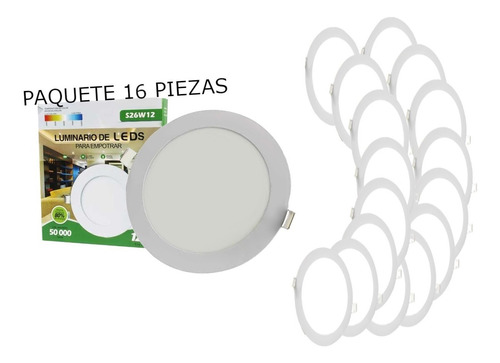 Plafon Led 12w Bote Empotrado Spot Delgado Paquete 16 Piezas