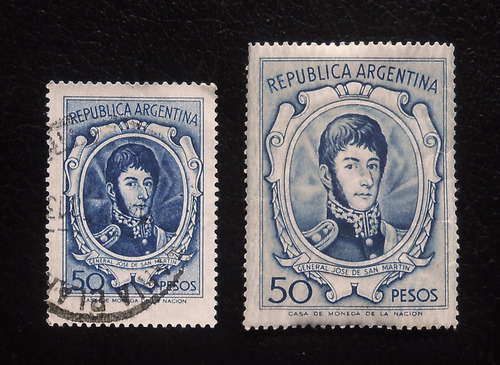 Estampilla Sello San Martin 50 Pesos Grande Mate Gj 1317a (Usado)
