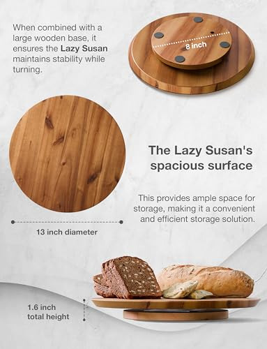 Lazy Susan Organizador De Mesa De Acacia De 13 Pulgadas - P