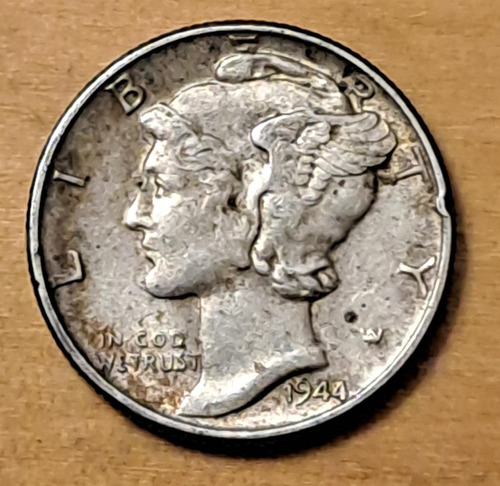 Estados Unidos Moneda 1 Dime 1944 Mercury Head, Plata.