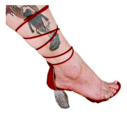 Tacón De Cristal Brillantes Alto 9cm, Zapatilla Con Tiras 