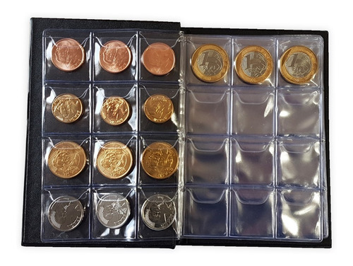 Imagem 1 de 10 de Pasta Moedas 120 Moedas C/ Aba Pequeno Álbum Moedas Pequenas