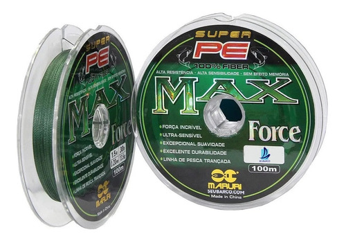 Linha Multifilamento Maruri Max Force 4x 100m 0,35mm Verde 