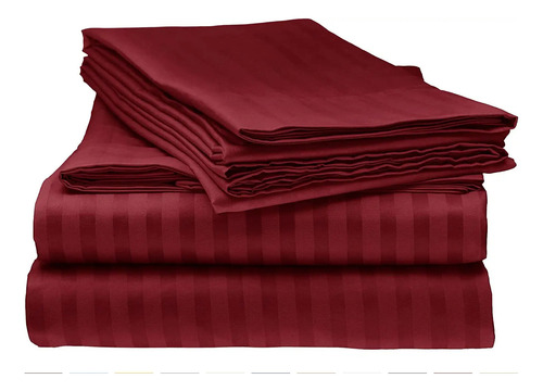 Juego De Sabanas King Size Linea Dobby Hotel 180 Hilos Bordó Dobby