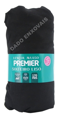  Lençol Avulso  De  Solteiro 170 Fios C/ Elástico Cor -preto