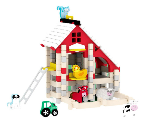 Juego De Bloques De Construcción De Casas De Madera Granja
