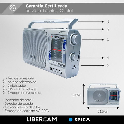 Radio Portatil Spica Sp7180 Am/fm Pilas Y Electrica Original