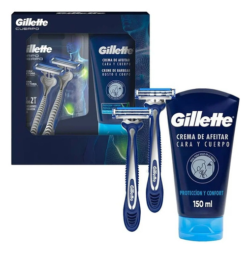 Kit Rastrillos Desechables Gillette Cuerpo + Crema P/afeitar