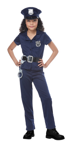 Disfraz De Policía Talla Medium Para Niña, Halloween