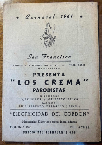 Repertorio Con Letras De Parodistas Los Crema - 1961