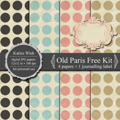 Kit De Papel Digital Lunares Vintage Kw_oldparis