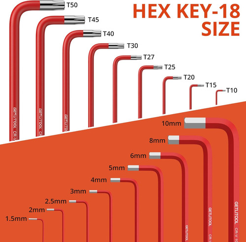 Juego De Llaves Allen, Juego De Llaves Hexagonales De 18 Pie