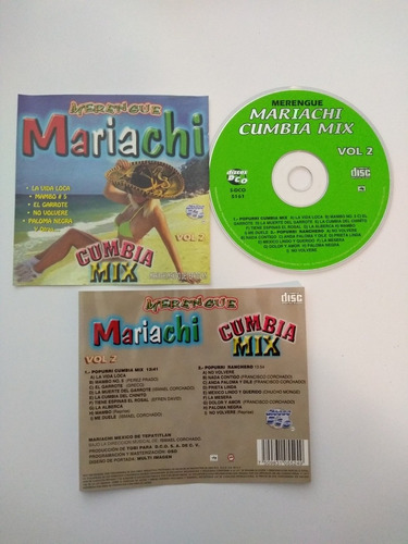 Cd Merengue Mariachi Cumbia Mix Vol 2