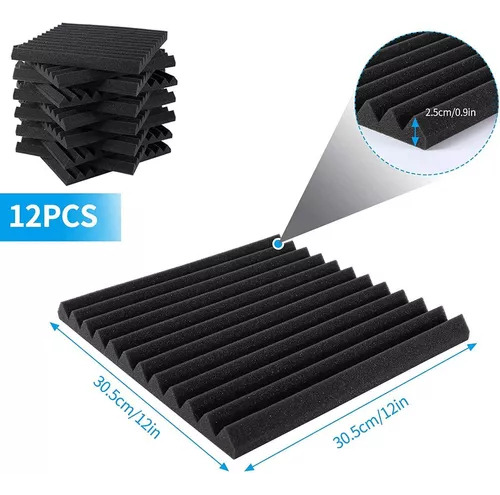Pack 12 Piezas Paneles Acústicos Cuadrados 30x30 Cm Espuma 2.5 Cm para estudio de grabación sala de escucha cine en casa KTV y varios lugares públicos
