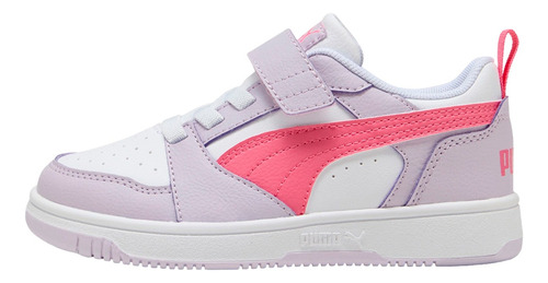 Puma Rebound V6 Lo Ac Ps Para Niña Color Blanco, Lila, Rosa