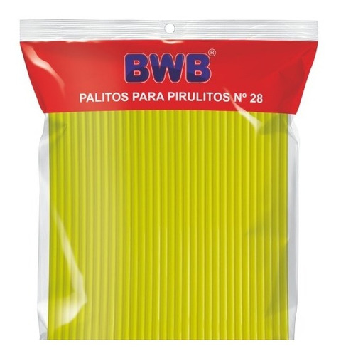 700 Palito Para Pirulito  28 Grande Amarelo Solido Bwb 