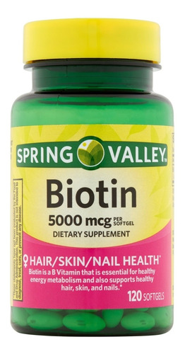 Spring Valley Biotin 5,000mg 120 Cápsulas 