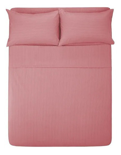 Juego de sábanas Melocotton 1800 Micro Grabada color palo de rosa con diseño color hilos 1800 para colchón de 200cm x 140cm x 25cm