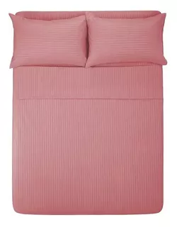 Juego de sábanas Melocotton 1800 Micro Grabada color palo de rosa con diseño color hilos 1800 para colchón de 200cm x 140cm x 25cm