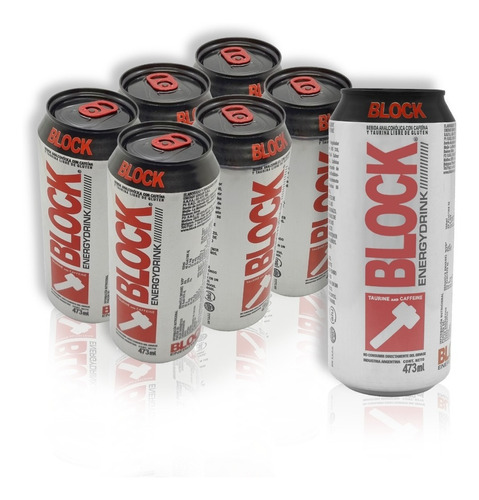 Block Energy Drink Energizante En Lata Kit X6 473ml Sin Tacc