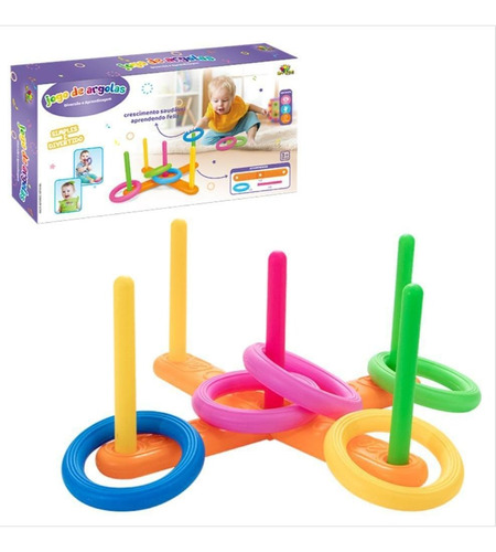 Jogo De Argolas Infantil Estimula Seu Bebe Visao Tato + Nf