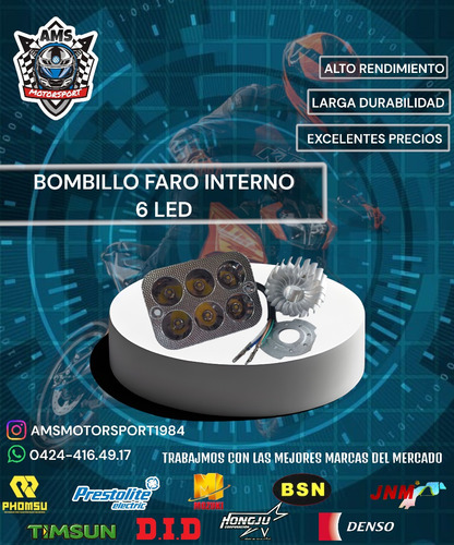 Bombillo Faro Interno 6 Led 