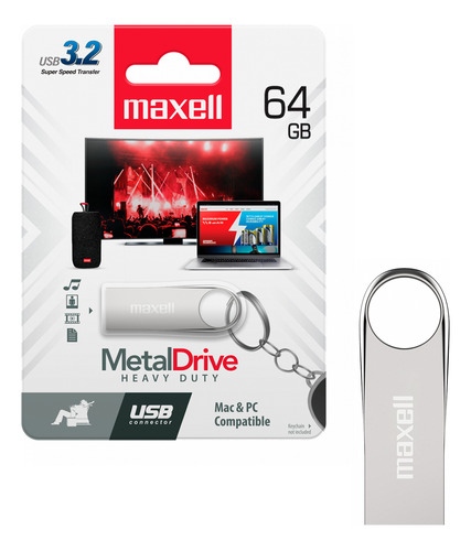 Pendrive Usb 3.2 64gb Maxell Metal Compatible Mac Windows