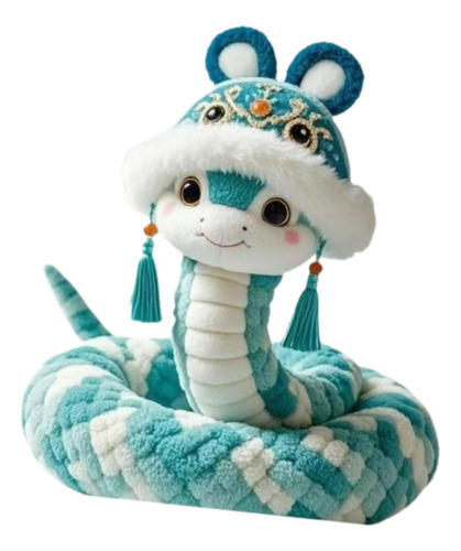 Juguete De Peluche De Serpiente De Año Nuevo Azul 35cm