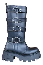 Comprar Bota Montar Mujer Cuero Caña Alta Hebillas Color Suela