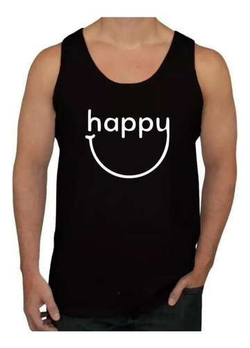 Polera Musculosa Sin Mangas 100% Algodon - Diseño Happy