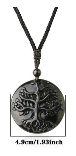 Imagen 2 de 5 de Collar Cuarzo Arbol Obsidiana Negro - Poder Y Proteccion