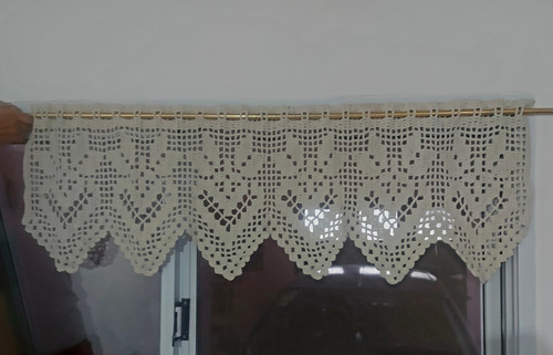 Cortina Bando Cenefa A Crochet Hilo/algodón 121cm X 40cm