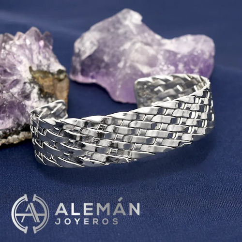 Hermoso Brazalete De Plata .925 Modelo Dakota Plata 6 Cm 17 Cm