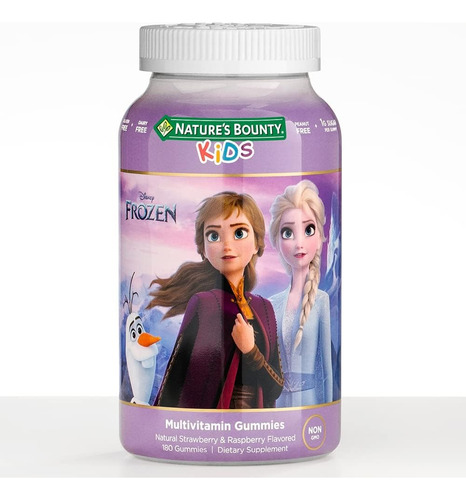 Multivitamínicos Nature's Bounty Kids Frozen 180 gomas com sabor de morango e framboesa