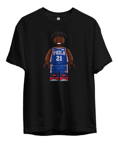 Remera Nba Joel Embiid Philadelphia 76ers Lego Algodon Negra