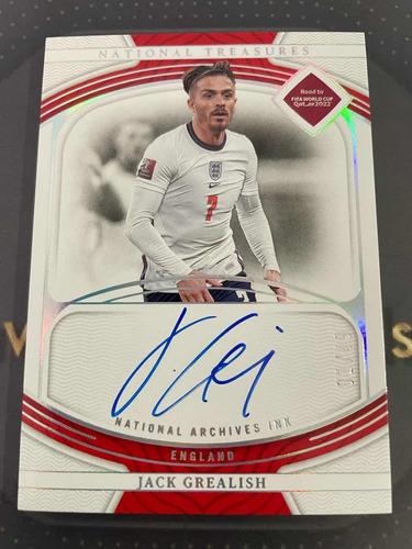 Panini National Treasures Jack Grealish Autógrafo Inglaterra