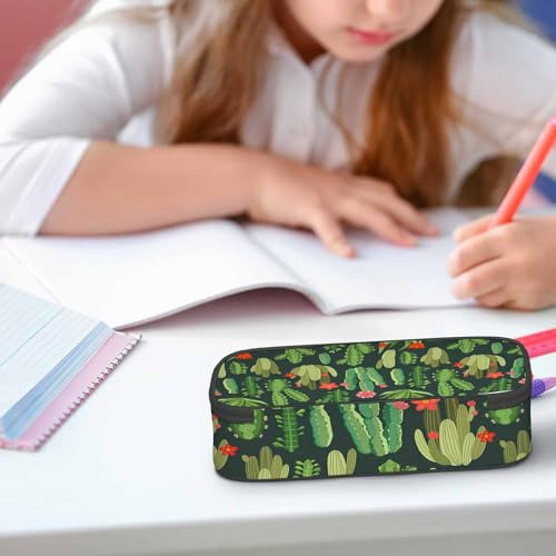 Estuche Para Lápices Flores Tropicales Color Verde